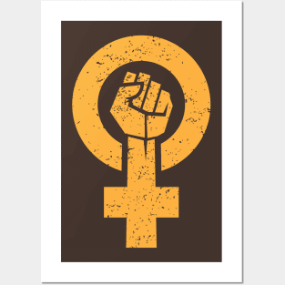 feminist fist, women symbol, girl power, equality women's era (yellow) Posters and Art